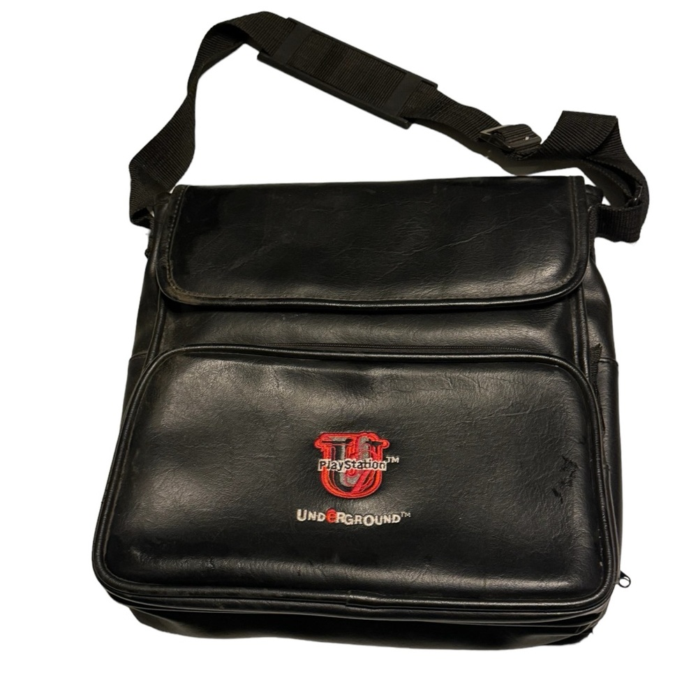 Vintage Sony PlayStation Underground Black Velcro Carrying Case Bag NICE